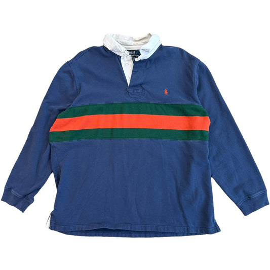 90s Polo Striped Rugby Shirt- XL