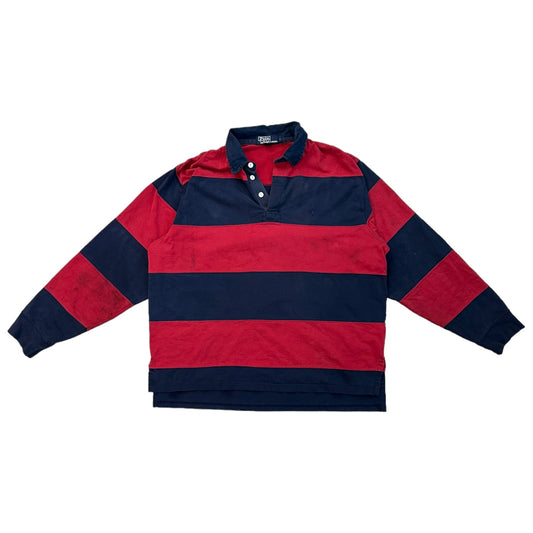 Polo Red & Navy Striped Rugby- L