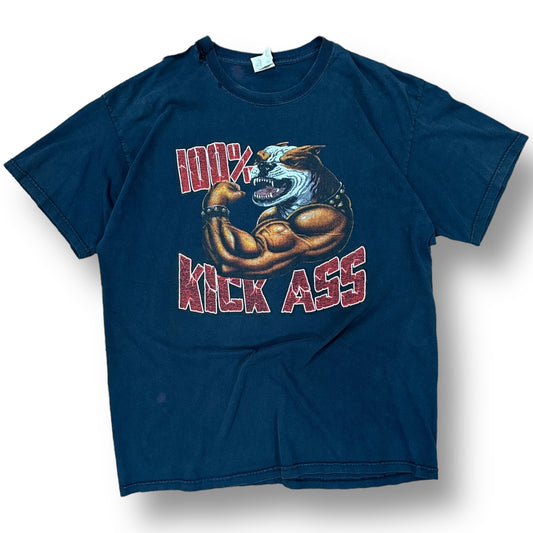 Kick Ass Extra Swole Bulldog Thrashed Black Tee- XL