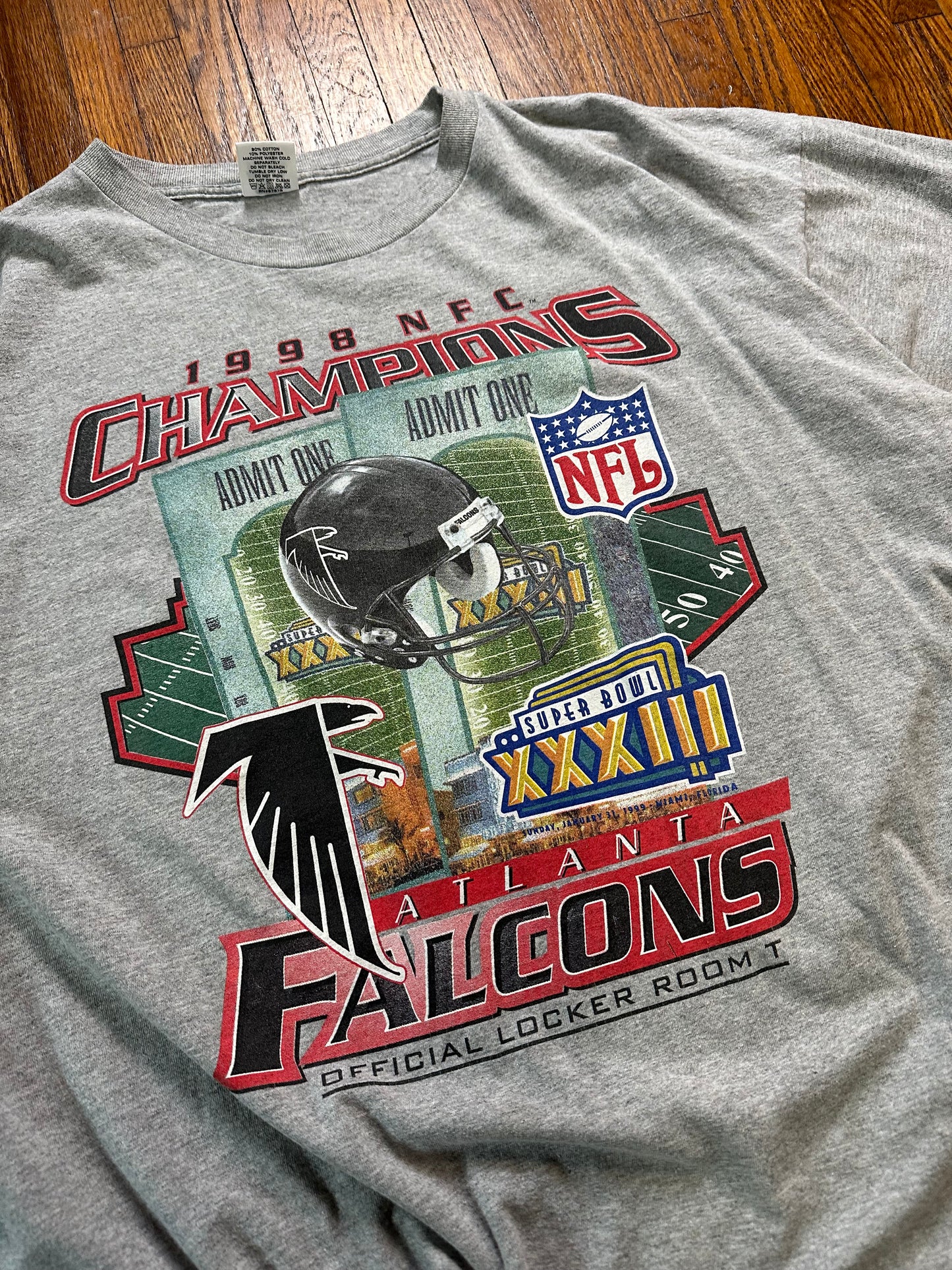 Atlanta Falcons 1998 NFC Champions Grey Tee- Boxy XL