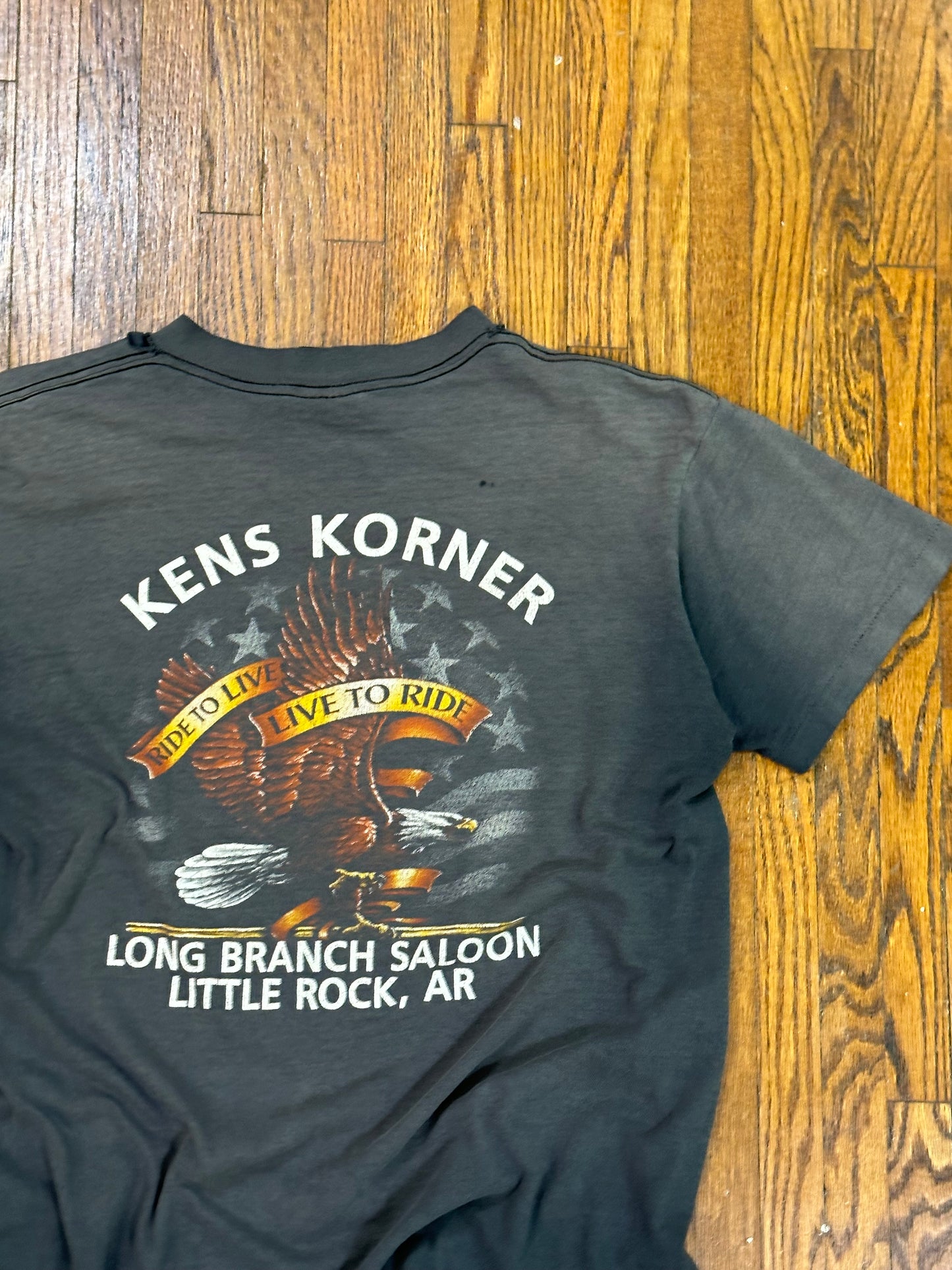 Ken's Korner (Little Rock) Bison 3D Emblem Super Faded Black Tee- M