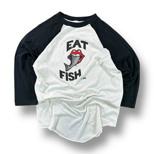 80s Eat Fish 3/4 Sleeve Tee- M/L