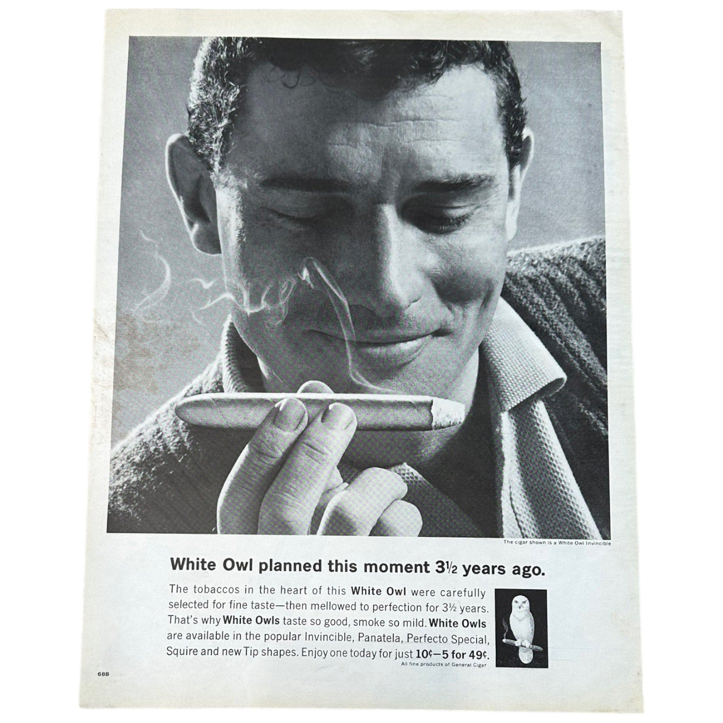 White Owl Smoking Print Advertisement